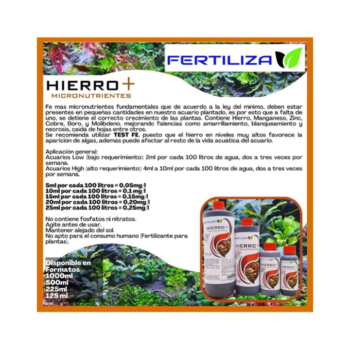 Hierro Fe + Micronutrientes 225 cc Fertiliza - Imagen 2